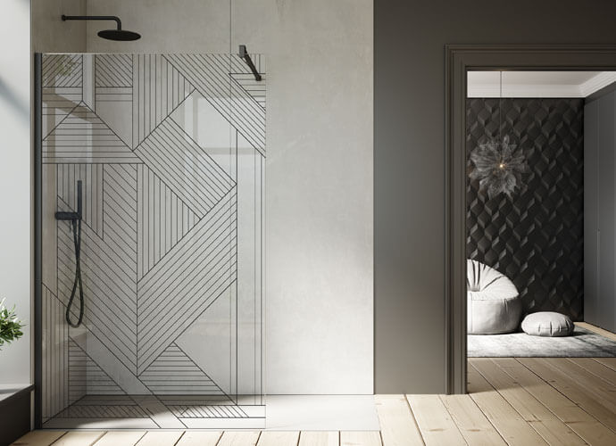 Mampara de ducha fija de cristal sin perfilería – Tipos de mamparas de baño minimalistas
